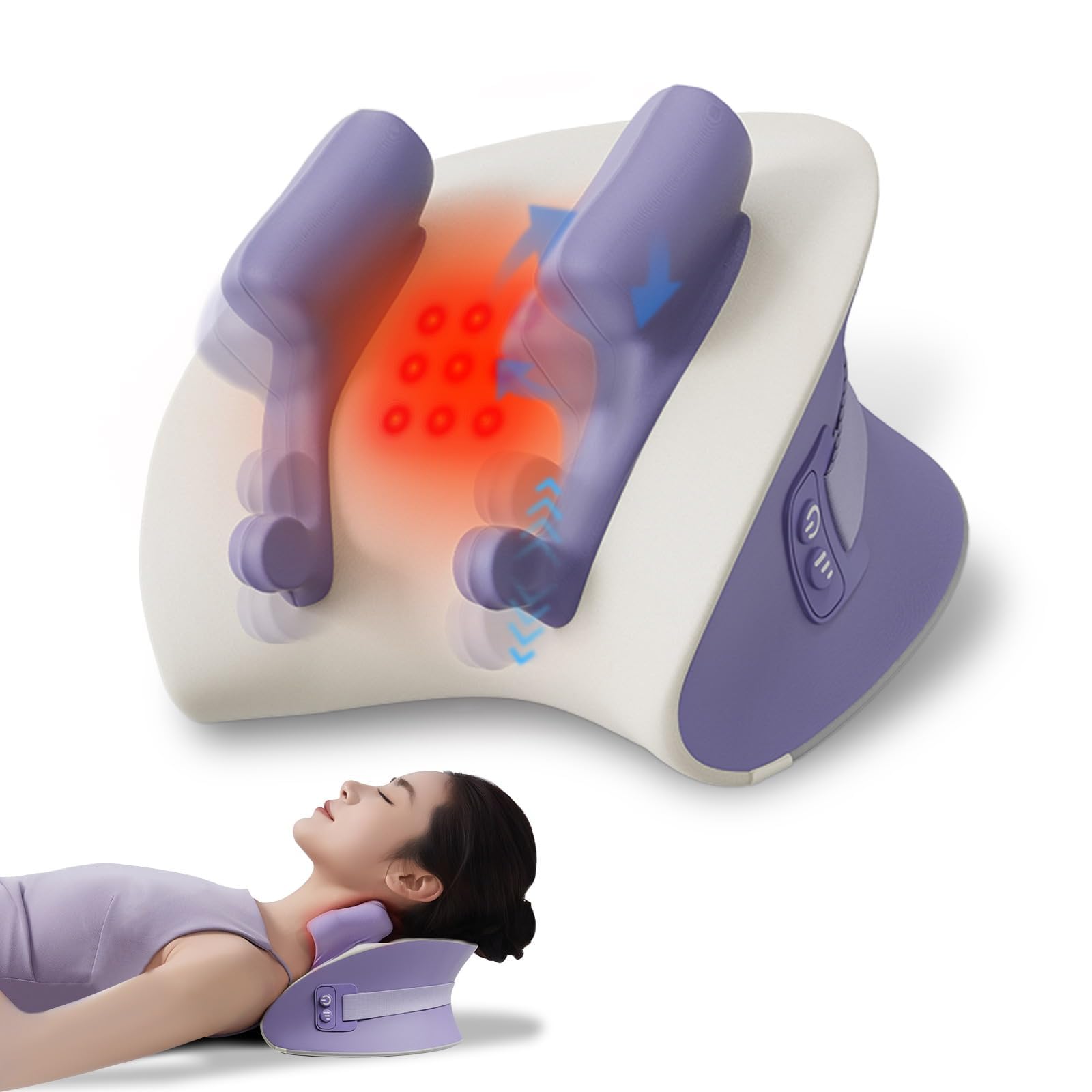 Masajeador Cuello Cervical con Calor, Intensidad Simulación de Masaje con Dedos, para Múltiples Partes del Cuerpo, Regalo para Mujer y Hombre