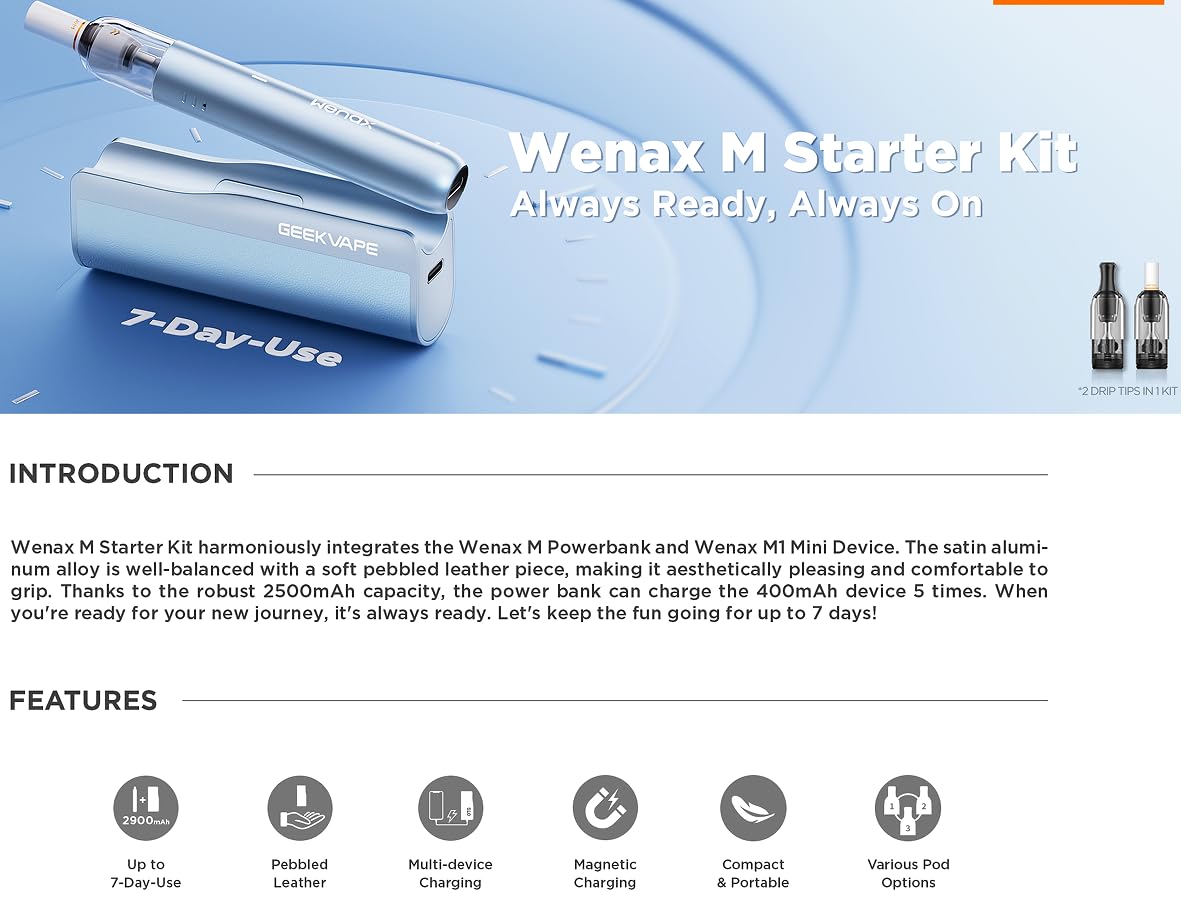Wenax M Starter Kit Powerbank e Cartridge 2500 mAh - Dettaglio