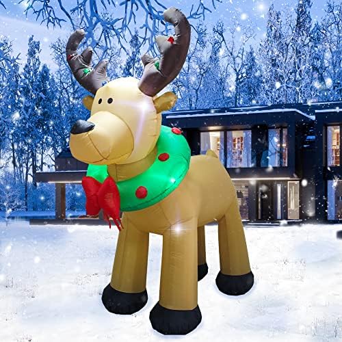 8 ft. Inflatable Reindeer with LED Lights, Plug-In