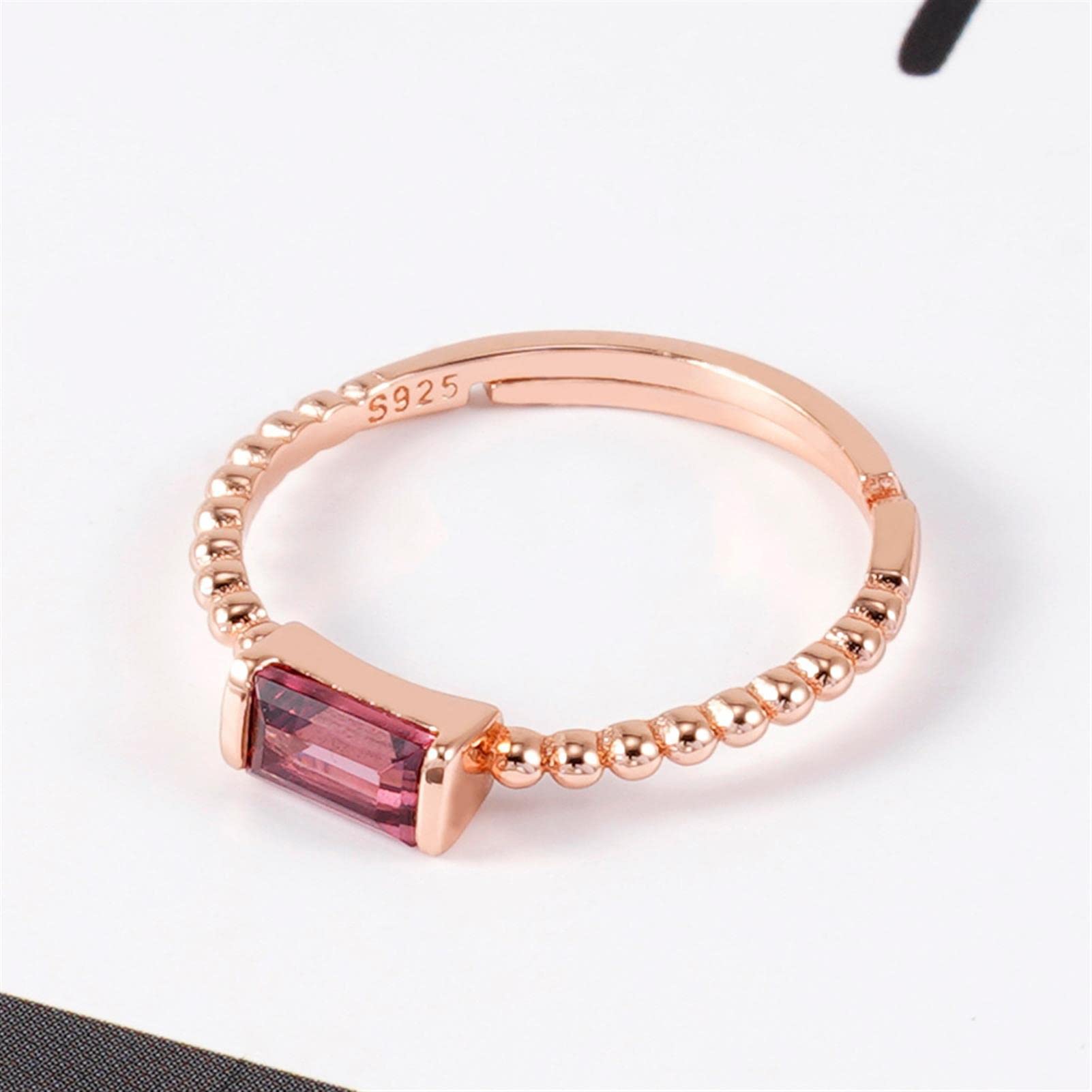 S925 Sterling Silber Ring für Frauen Set mit natürlichen Granaten Einfache Öffnung Farbige Edelstein Ribgs für Mama Frau Oma