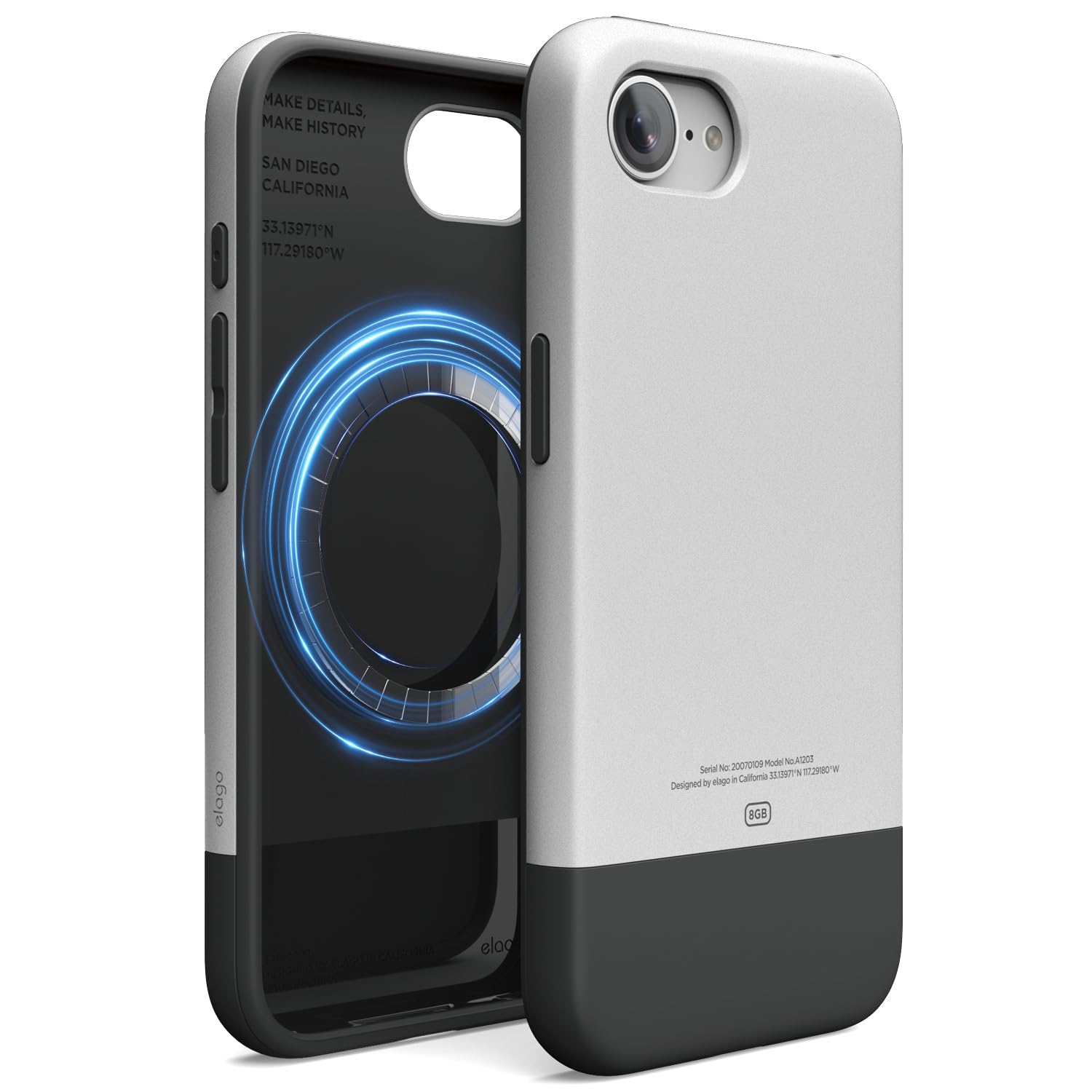 elago Magnetic Glide for iPhone 16e case cover (2025) compatible with MagSafe Drop Protection - Silver Black