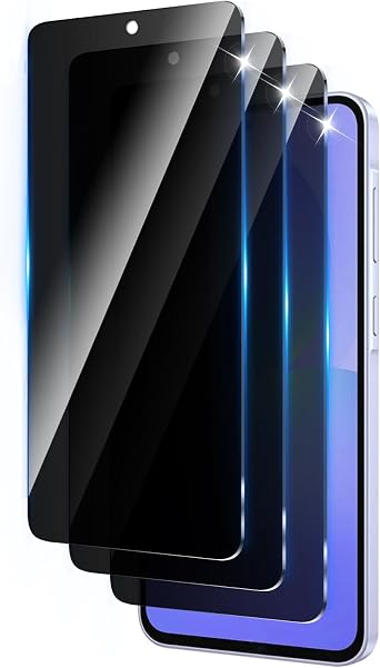 3 Pack Privacy Screen Protector Designed for Samsung Galaxy A36 5G,Full Coverage Anti-Spy Tempered Glass Film,9H Hardness,Anti-Fingerprint,Bubble Free,Easy to Install