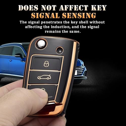 Miniatura 6 de ontto Funda protectora para llave de coche VW TPU para Volkswagen para Skoda Polo Jetta Golf 7 GTI 7, verde oscuro