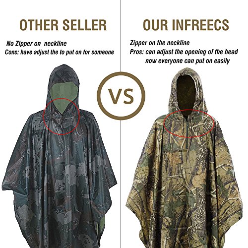 Infreecs Regenponcho Wasserdichter, Camouflage Regen Poncho Wiederverwendbar Camouflage Regenjacken Regencape… – Bild 4