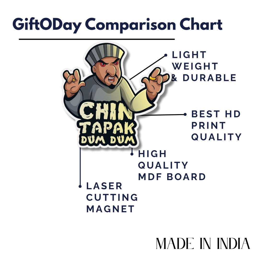 GiftOday Chin Tapak Dum Dum Funny Cartoon Character Dialogue Wooden Refrigerator Stylish Fridge Magnet - Printed Design for Office, Kitchen Decor | Home Decoration | Size 3x3 Inches | Pack of 1 2