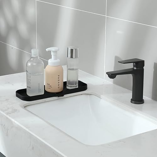 Vista 168 de Jaboneras de baño de silicona con boquilla de drenaje, organizador de fregadero de baño y cocina, soporte para esponja, bandeja de jabón para Gris