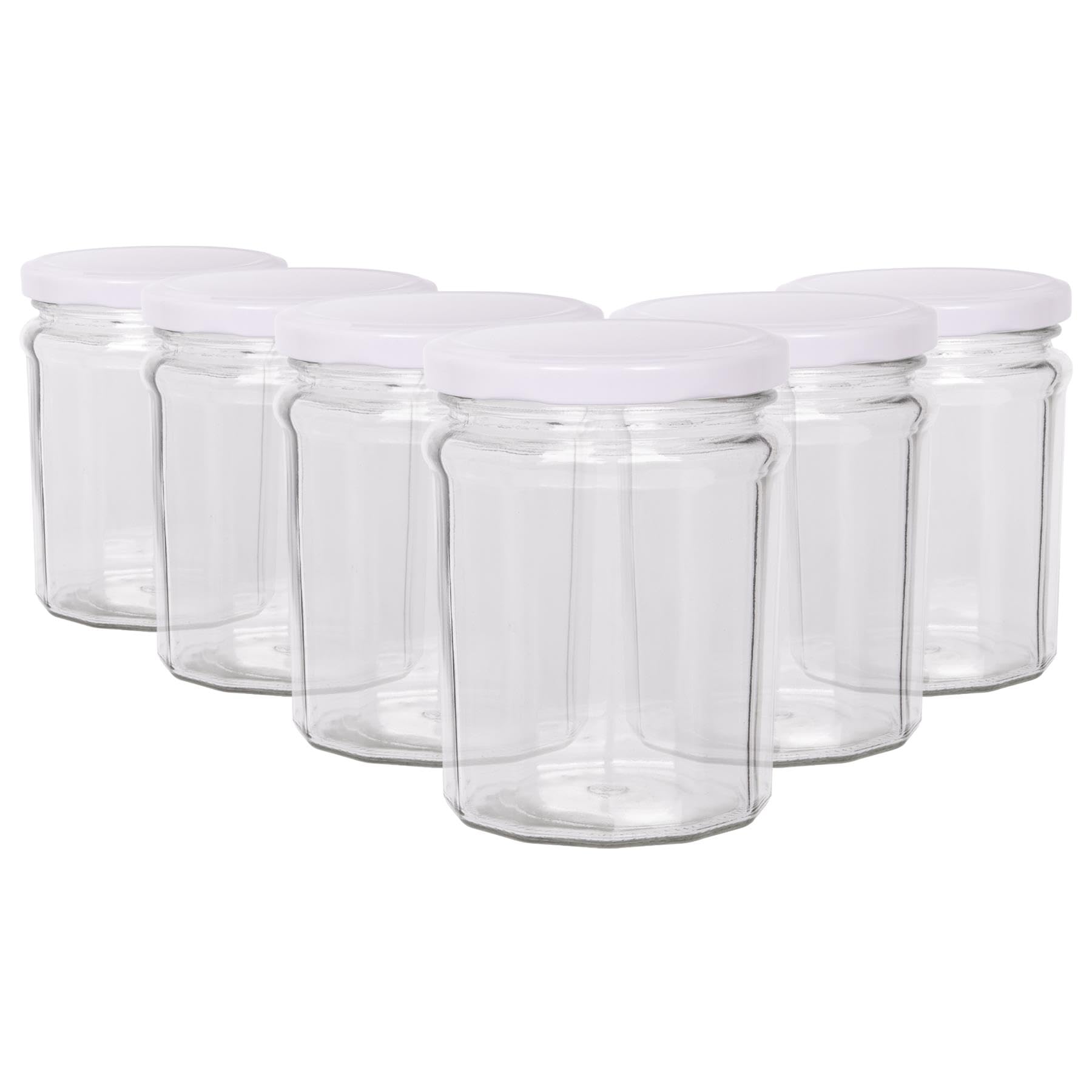 Argon Tableware - Glass Jam Jar - 380ml - Pack of 6 - White