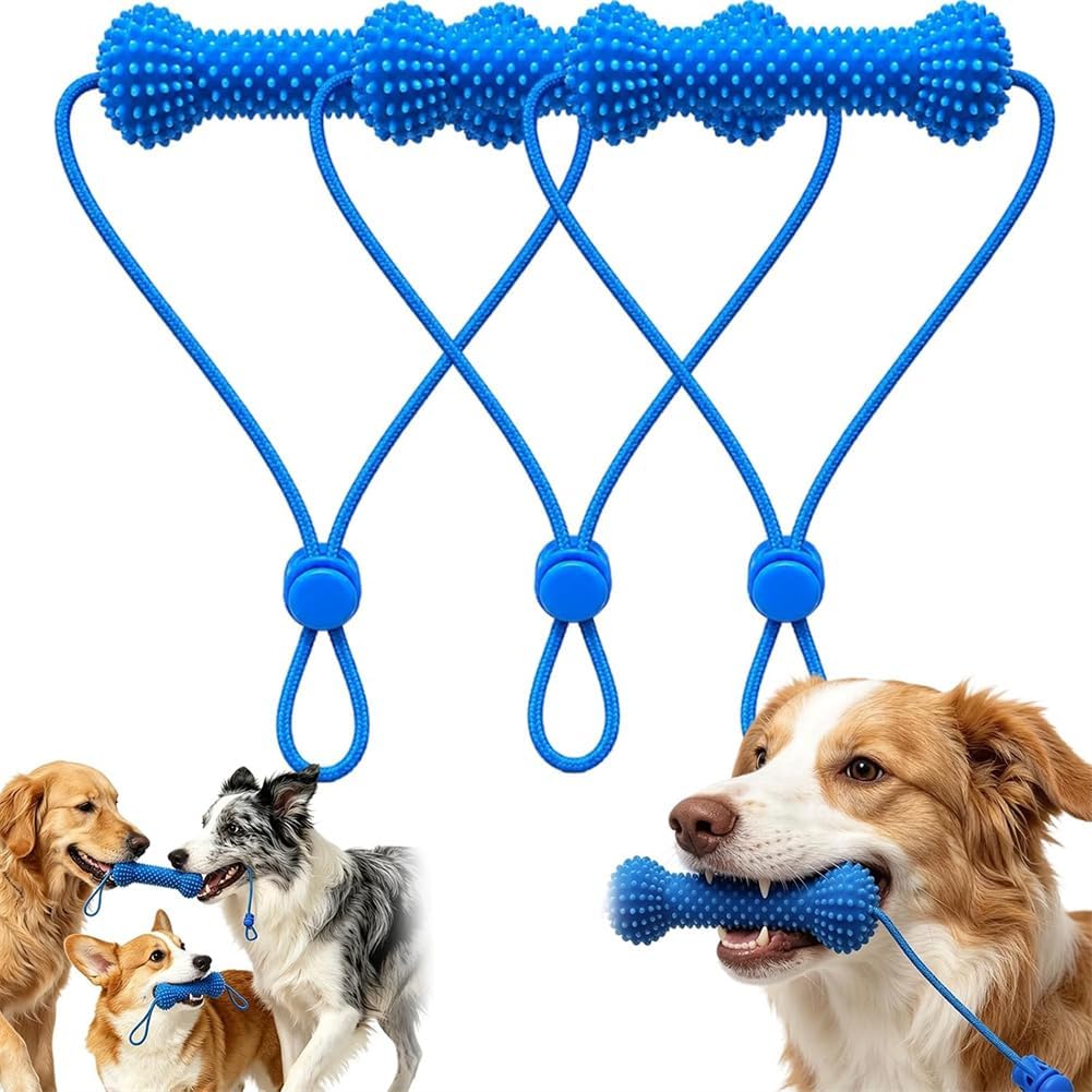 EHOTER Dual-Action Canine Dental Prop Dog Dental Chew Toy and Teeth Brushing Aid Dogs Toothbrush Toys Reusable Dog Teeth Cleaning Tool for Small Medium Large Dogs (3PCS)