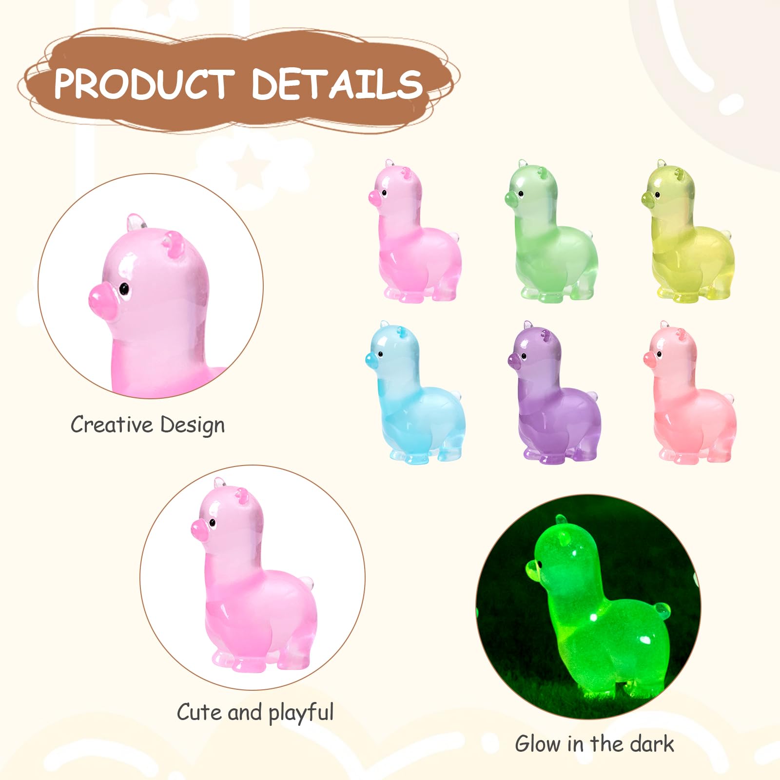 12 świecących mini figurek z alpaki, świecące w ciemności, miniaturowe figurki z alpaki, żywica, małe laboratorium, babeczka, do dekoracji ogrodu, DIY, mikro sceny krajobrazowe, 12 szt
