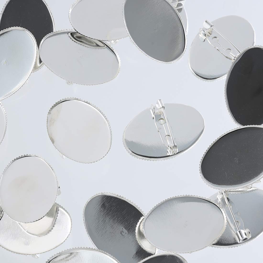 Amazon | ファイニエ ブローチピン 台座 付き シルバー 楕円 白銀