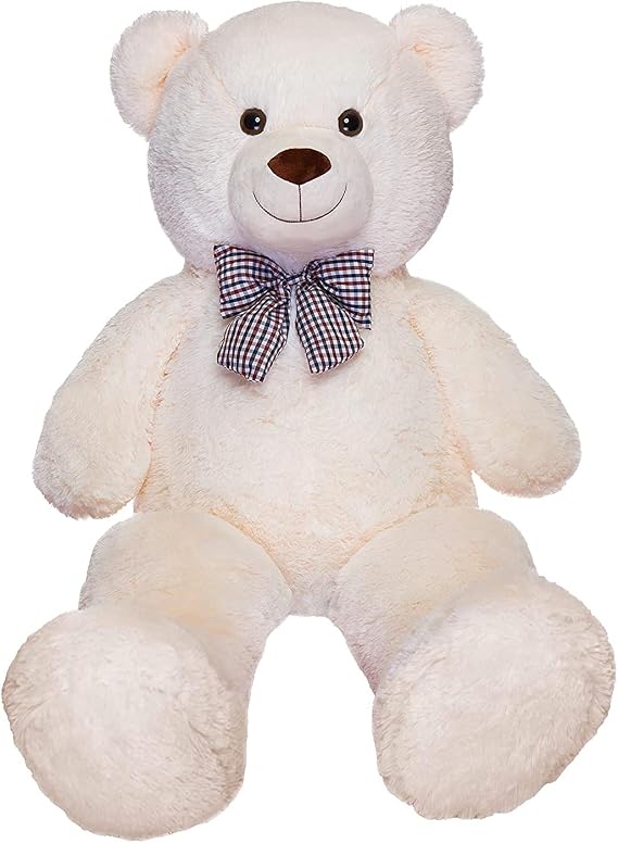 90 cm Plush Teddy Bear with Colorful Bow Ties - 100% LOCAL White