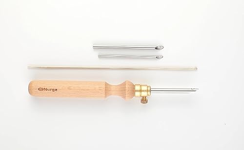 Miniatura 2 de Nurge Kit de agujas perforadoras de alta calidad, tubos de metal de 0.16 a 0.18 pulgadas y mango de madera para principiantes adultos, herramientas