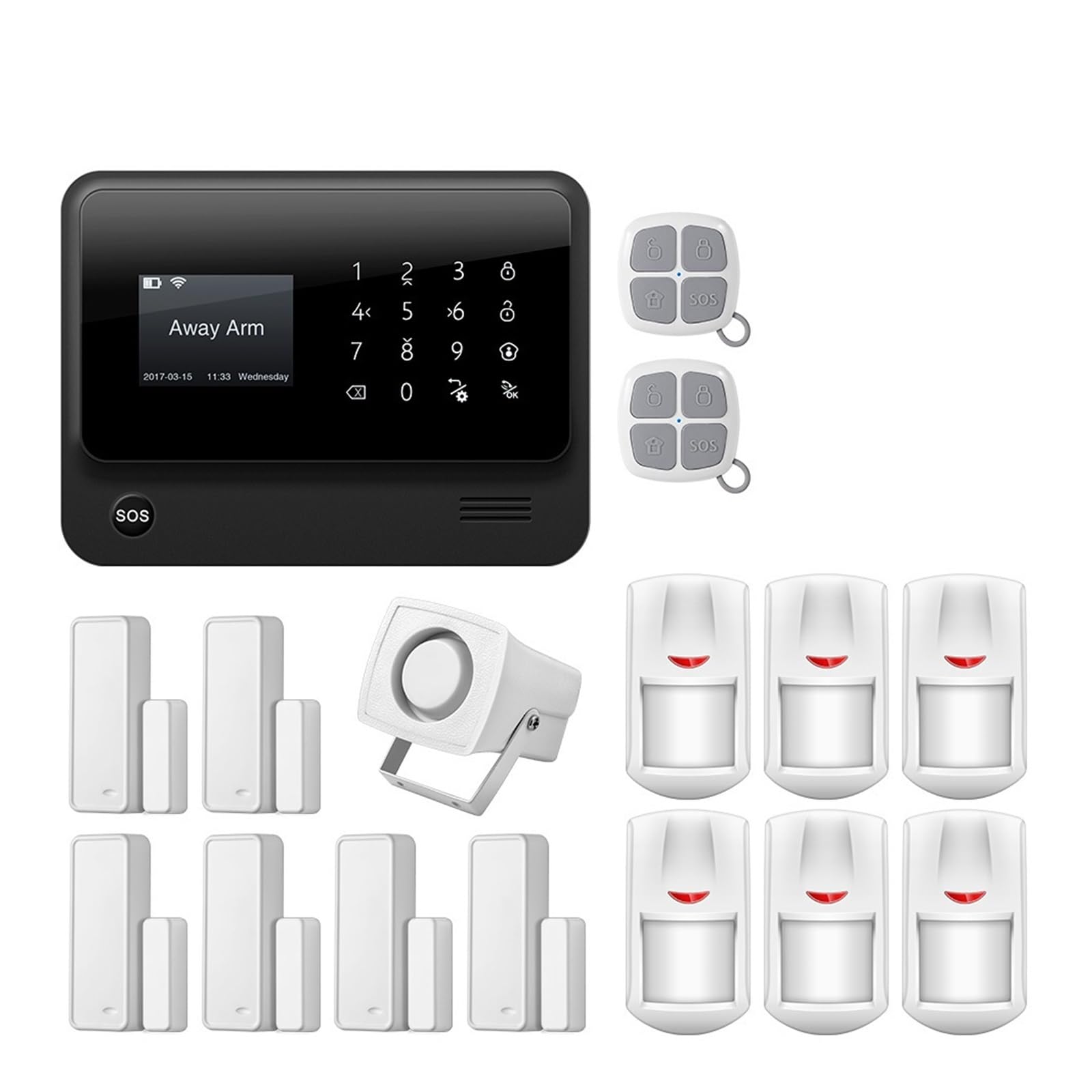 Sistema di Allarme di Sicurezza Domestica, di Allarme 3G gsm Sicurezza Domestica Aziendale Wireless con Sensori Rilevamento del Telecomando App(Black Color Kit 4)