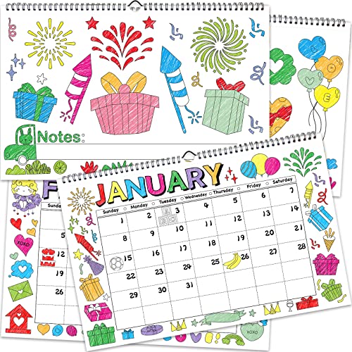 Wall Calendar For Kids Coloring Calendar 2023 Perforated Sheets Wall Calendar 11 X 17 Home Classroom #TOP20