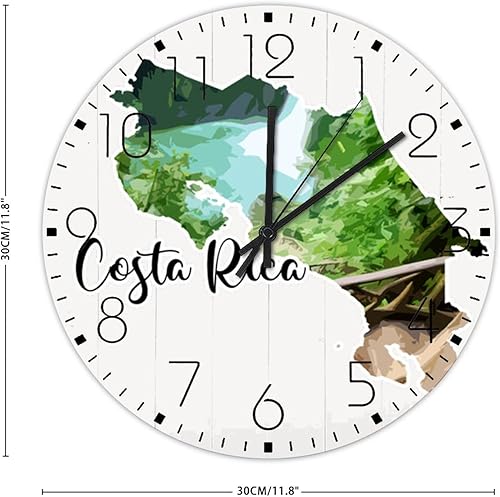 Miniatura 8 de Relojes de pared de madera, redondos, silenciosos, sin tictac, relojes de pared decorativos de Costa Rica, edificio moderno, decoración de pared