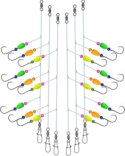 Miniatura 6 de 6Pcs Pompano Fishing Rigs Ready Kit，3 in 1 Float Rigs with Triple 3/0 Circle Hook for Surf Fishing，（12/0） Fishing line / 50in length/50lbTension in
