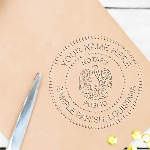 Miniatura 8 de Louisiana Notary Seal Embosser, compatible con la Junta Notaria de Louisiana, de mano, 1-58 de diámetro - Ideal para notarios de Louisiana, sello