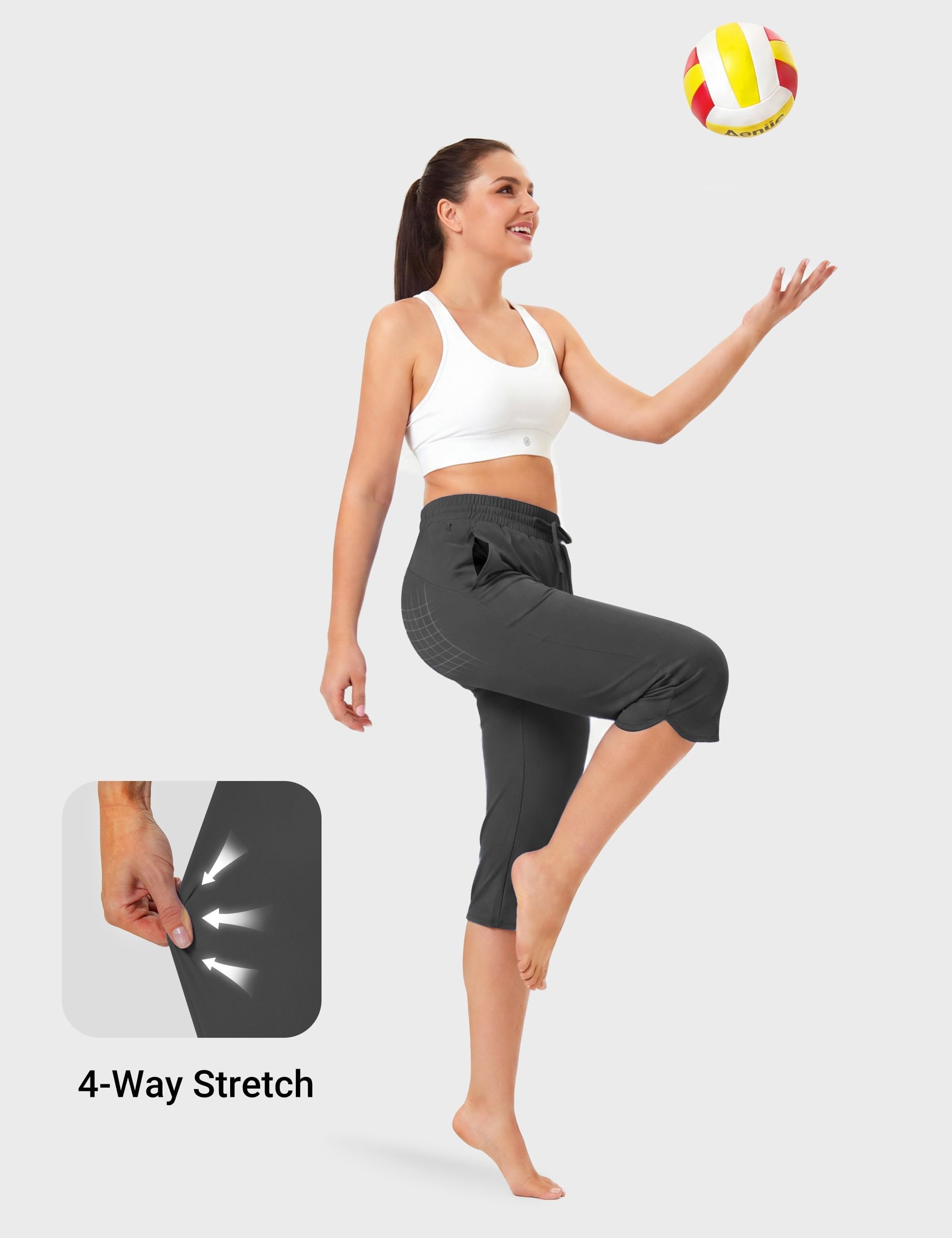 FitsT4 Capris de Natación para Mujer, Secado Rápido, UPF 50+, Baño Modestos con Bolsillos de Malla