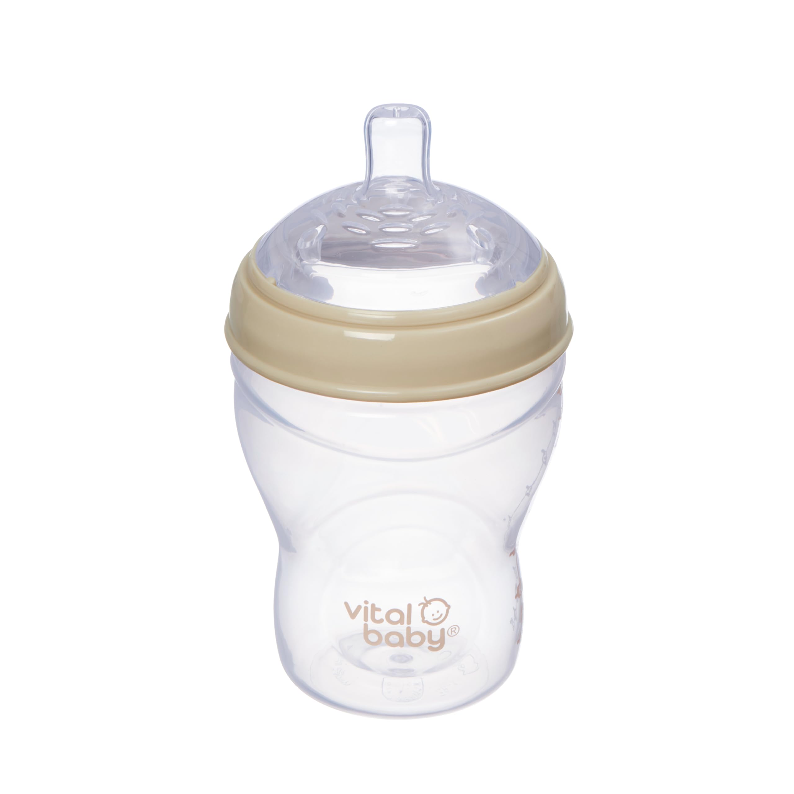 Vital Baby Nurture Breast-Like 0m+ Baby Feeding Bottles, 240ml 1pk, Self-Sterilising in 3 Mins, Triple Anti-Colic Valves, Slow Flow Teats, EarthSmart Biodegradable, BPA-Free