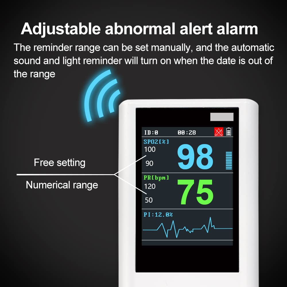 Veterinary Pulse Handheld Pulse for Animals 24 Hours SPO2 Pulse Rate Monitor Alarm (H100 for Adult)
