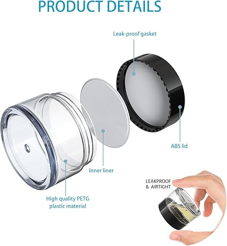 Miniatura 2 de Recipientes de tamaño de viaje para artículos de tocador, 3 tamaños de 0.17/0.5/1 onza pequeños frascos cosméticos para maquillaje, cremas faciales,