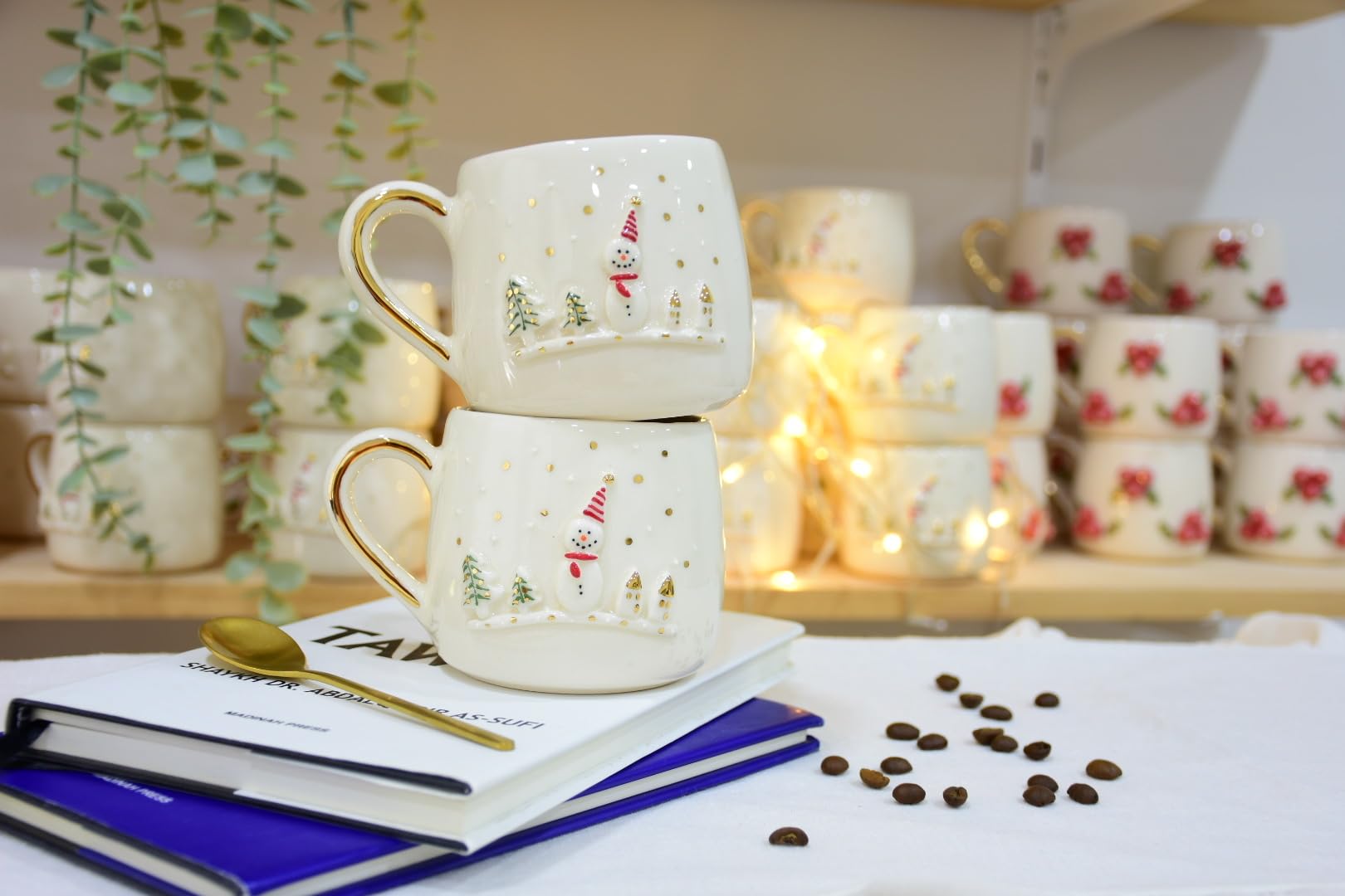 Amazon.com: Enjoy Ceramic Art Snowman Mug - Ceramic Christmas