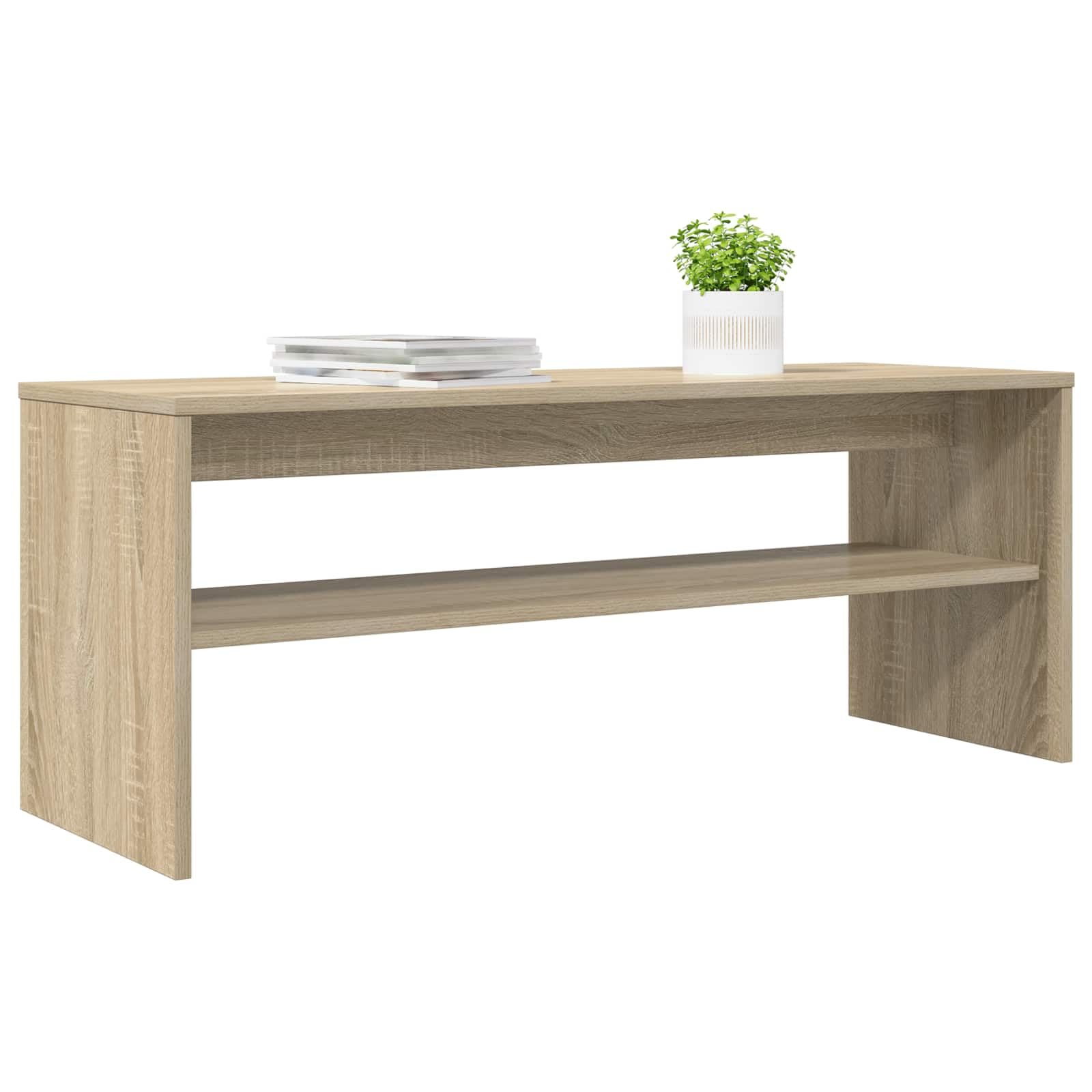 Hothingwell TV-Möbel Eiche Sonoma 100 x 35 x 40 cm Holz Ingenierie | Integrierte Regale, modernes Design, Reinigung mit feuchtem Tuch, für Wohnzimmer