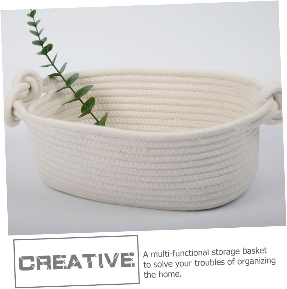 DECHOUS Cotton Rope Storage Basket with Handles for Nursery Woven Organizer for Diapers Blankets Toys Keys Compact Design Lightweight and Practical for Home Organization