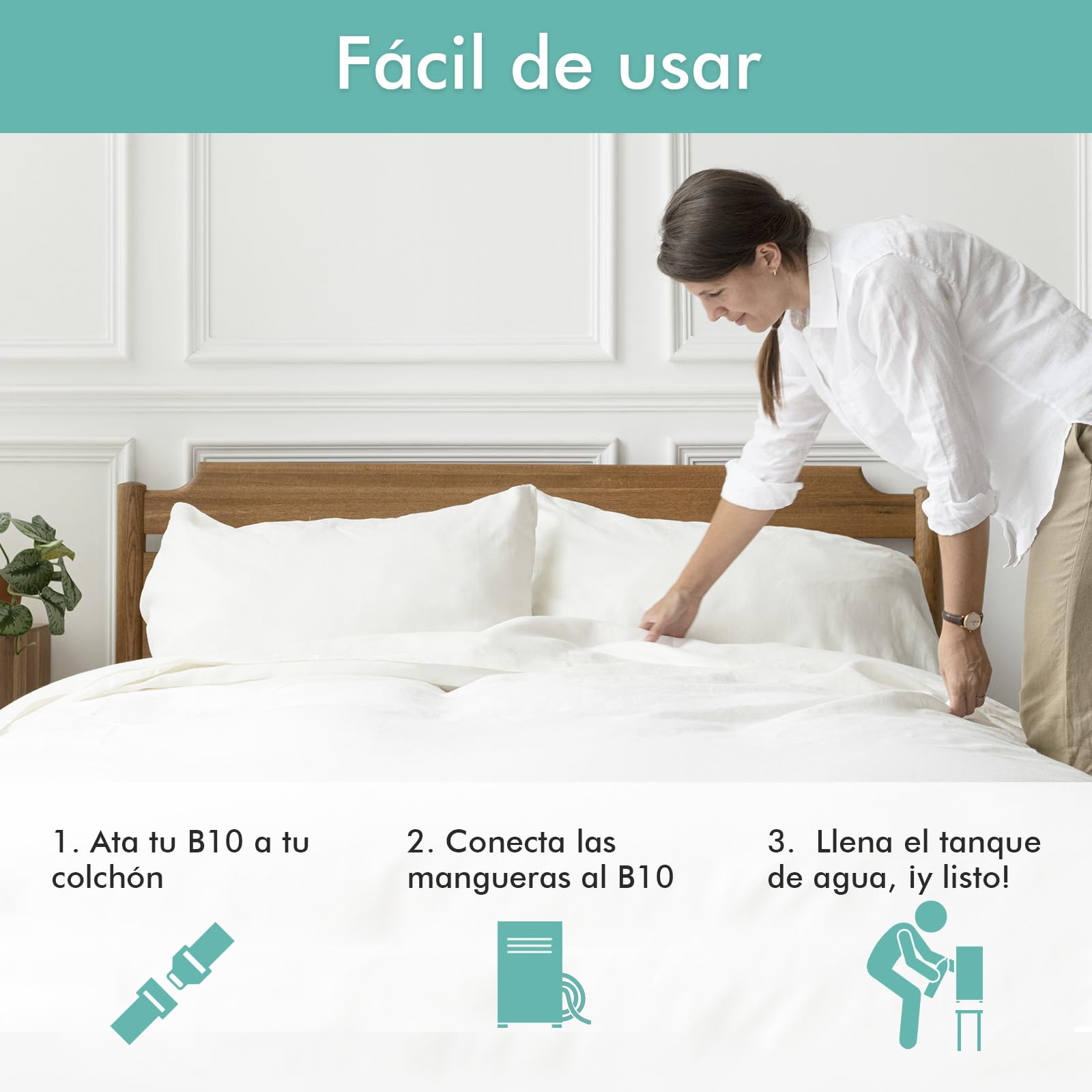 Adamson B10 Bed Cooling System - Twin 190x100 CM - 100% Algodón Colchón Refrescante para Sudores Nocturnos - Enfriador de Cama con Agua Ideal para Dormidores Calientes - Made for Europe - Negro