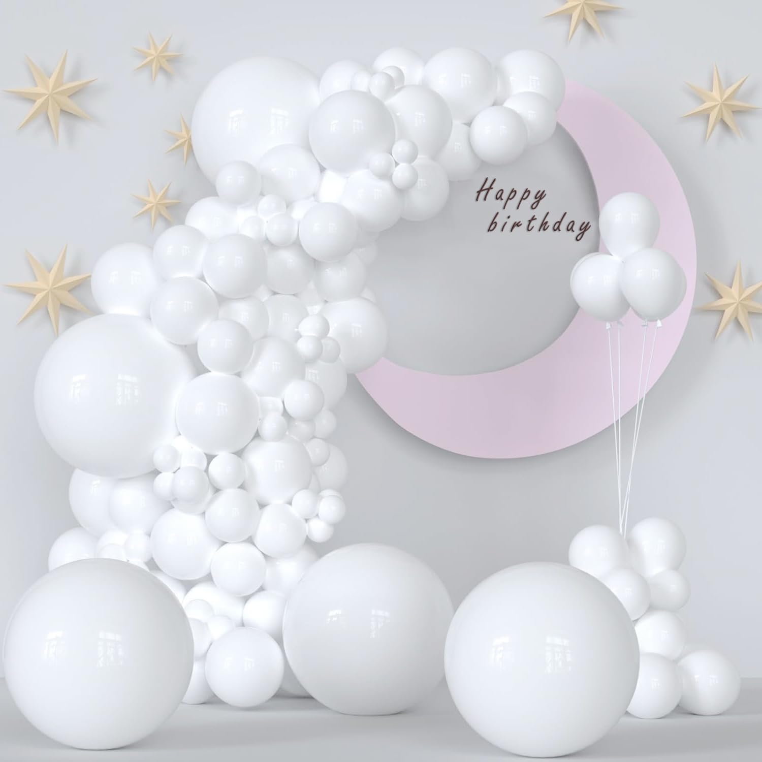 149pcs White Balloons 5,10,12,18 inches Foil Balloons with Balloon Glue Points for Thanksgiving Wedding Baby Shower Birthday Party