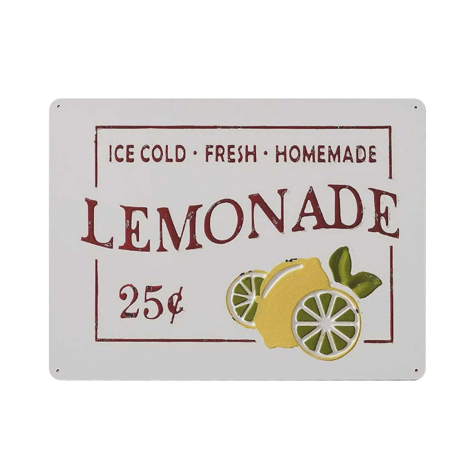Metal Tin Sign Ice Cold Fresh Lemonade Vintage Tin Poster Metal Sign Wall Decoration Country Kitchen Home Garage Decor 12"x16"