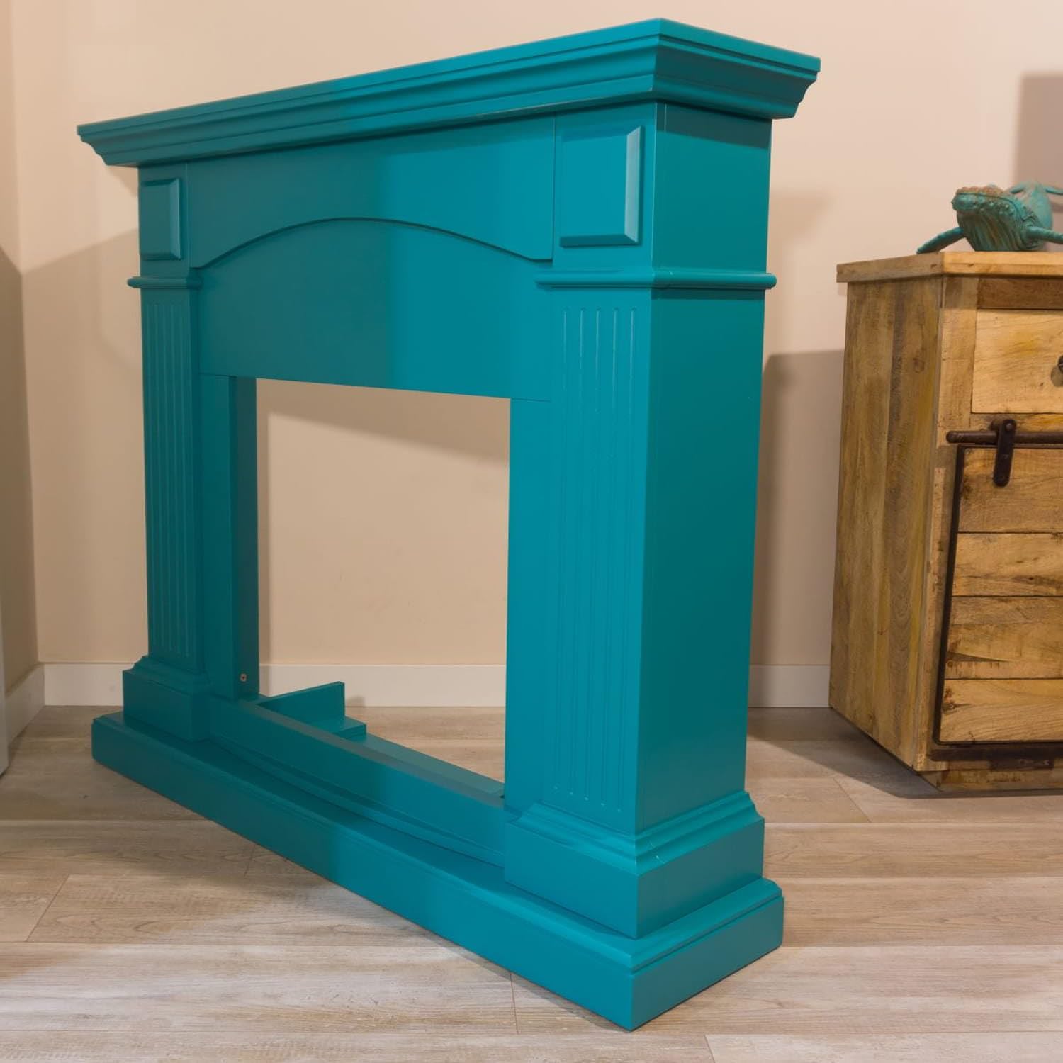 Mpc Marco Chimenea Cetona Azul Turquesa Marco Chimenea Cetona Azul Turquesa MDF Marco Madera