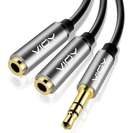 Headphone Splitter, VIOY 3.5mm Stereo Audio Y Splitter Cable Male to Female Dual Headphone Jack Extender for iPhone, Samsung, Tablet, Laptop