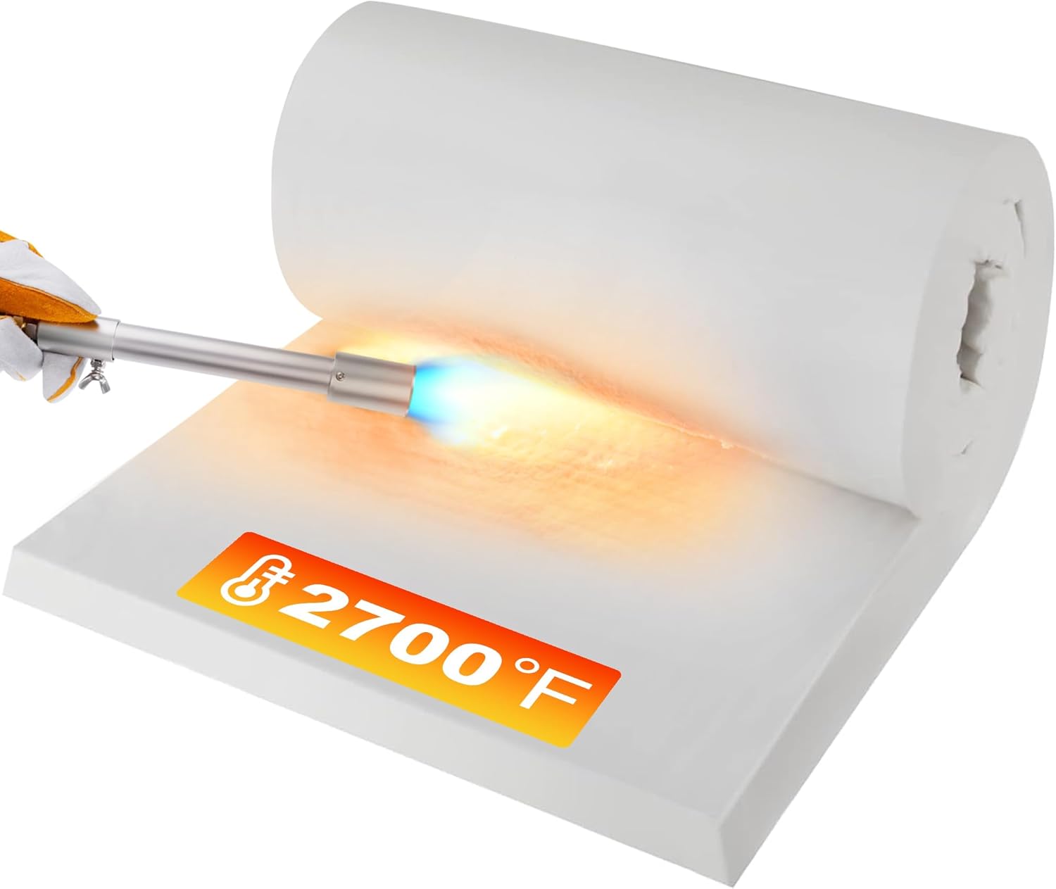 MMasters 142"*24"*1" Ceramic Fiber Insulation Blanket, Fireproof & Heat Resistant Up to 2700°F, Ideal for Wood Stove Baffle, Fireplaces, Kilns, Forges, Pizza Ovens, and More