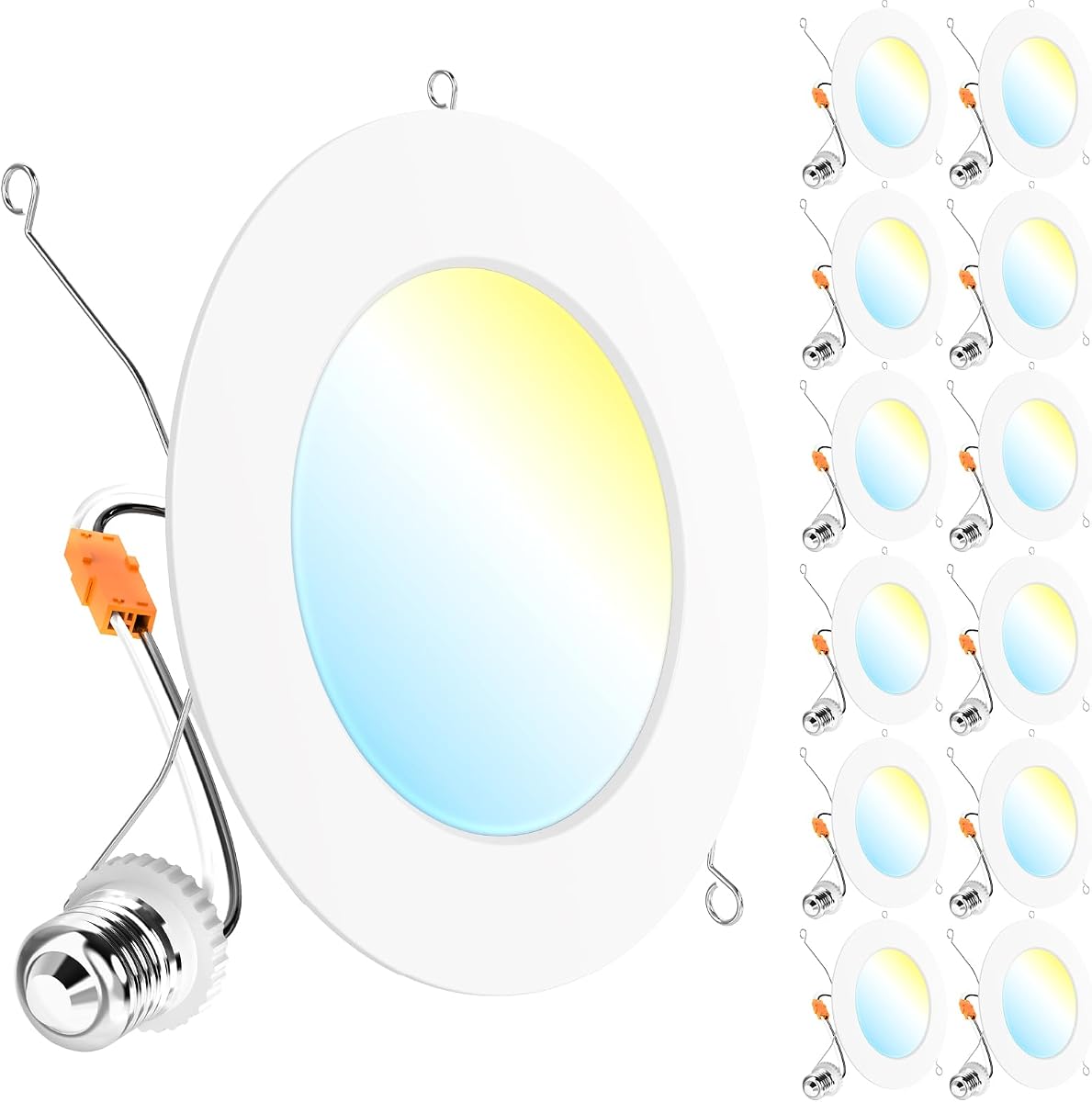 Sunco Paquete de 12 luces LED empotrables planas de 6 pulgadas, 5 CCT, ultradelgadas, 15 W | 1200LM, CCT seleccionable 2700K/3000K/4000K/5000K/6000K, Downlights LED de adaptación regulables para techo plano, 50000 horas