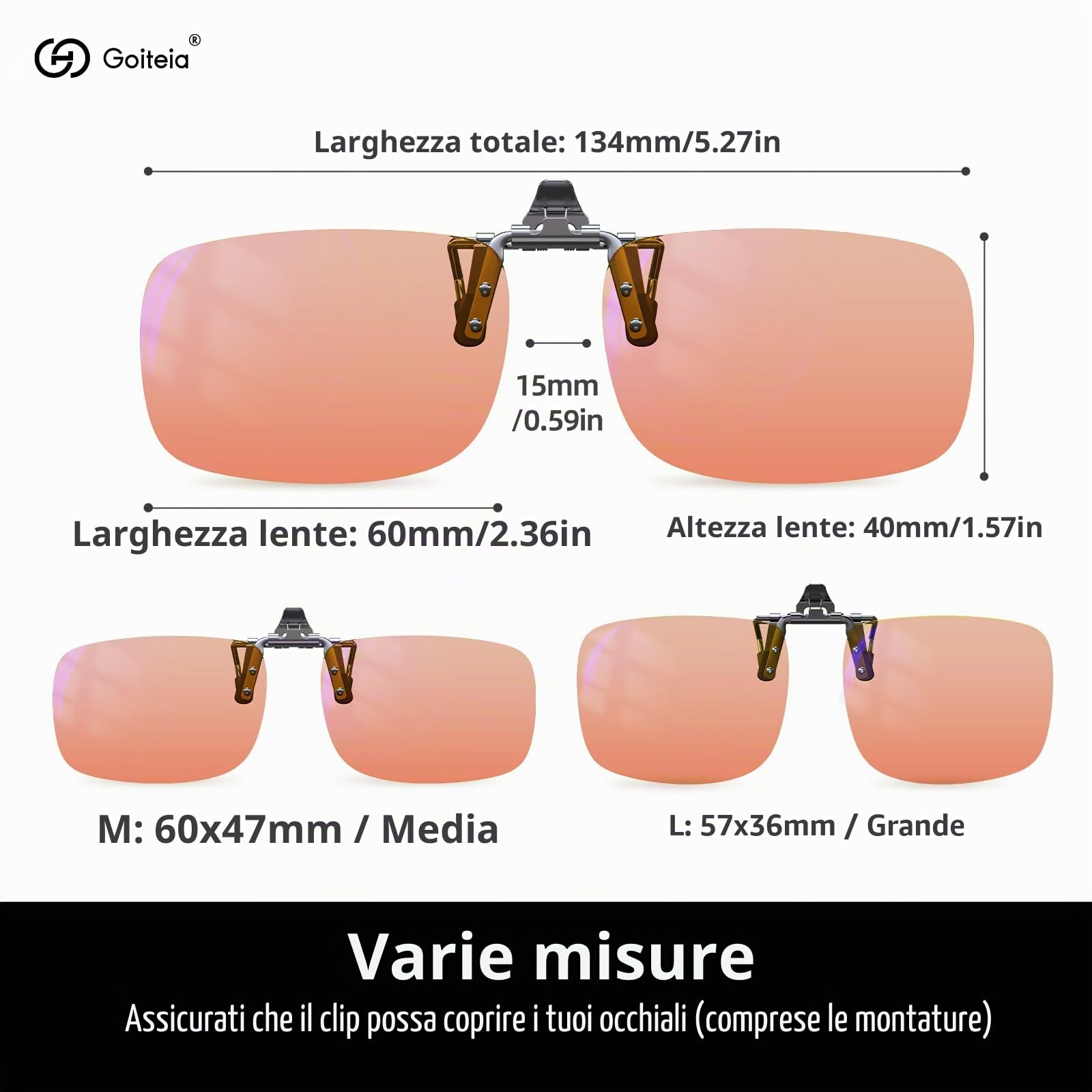 Goiteia FL-Rose - Occhiali con clip per emicrania, con clip, per bloccare la luce blu, per affaticamento degli occhi, sensibile alla luce, illuminazione a LED fluorescente/abbagliamento dello schermo