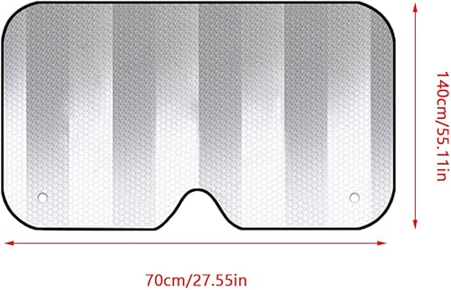Miniatura 6 de Parasol de automóvil para ventana delantera, parasol de aluminio para parabrisas con 2 ventosas, 55.11 x 27.55 pulgadas, color plateado