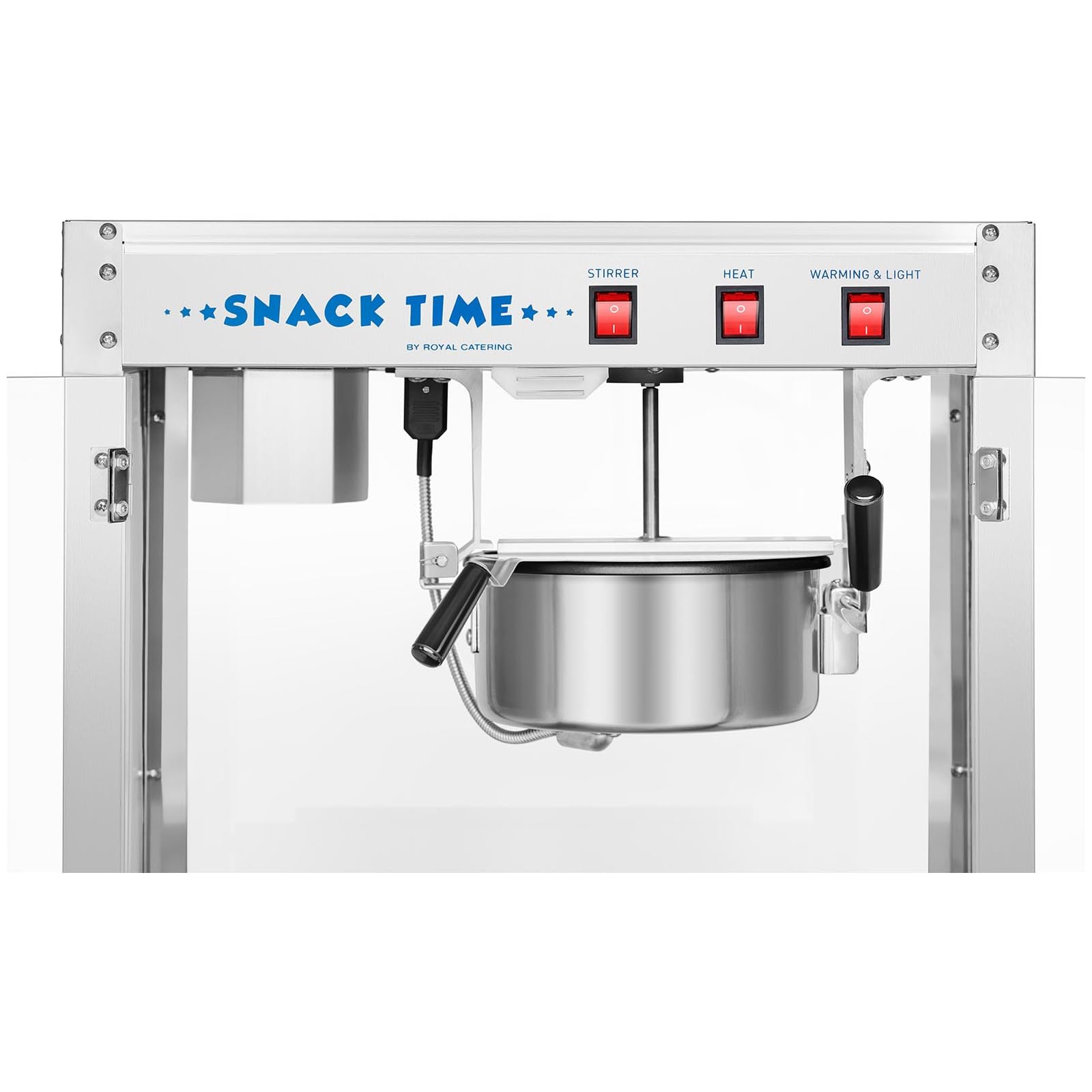 Royal Catering Palomitera Maquina de Palomitas (1350 W, aprox. 6 kg/h, Acero Inoxidable, Revestimiento antidherente) Profesional
