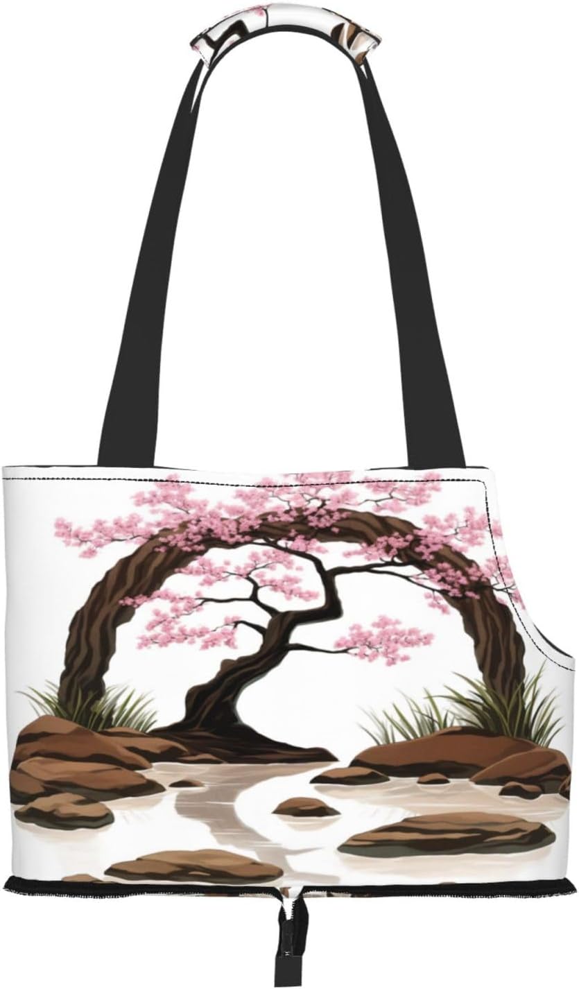 Arch Pink Flowers Dog Purse Carrier,Pet Tote Bag, Bag for Small Dogs Cats Puppy
