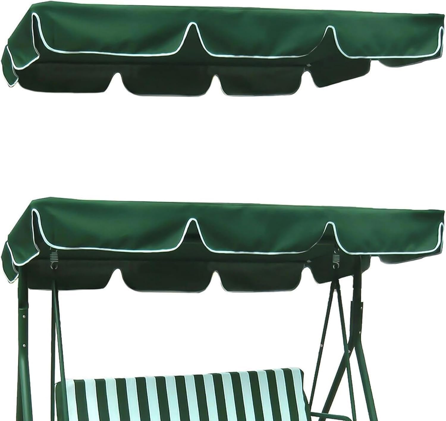 Porch Swing Canopy Replacement, Waterproof Anti-UV 300D Heavy-Duty Rip-Proof Garden Hammock Top Cover for Outdoor Patio Yard Seat Furniture(Size:74x45 in,Color:Green)