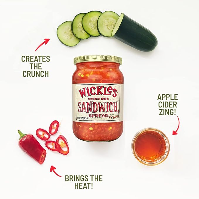 Wickles Pickles Spicy Red Sandwich Spread (Pack 6) - Salsa Picante miniatura 3