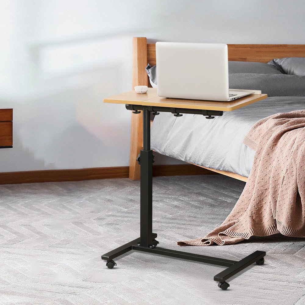SDdPulse Scrivania per computer regolabile in altezza con 4 ruote, portatile, regolabile in altezza, 70 x 44 x 95,60 x 34,5 x 58 x 90 cm (colore legno)