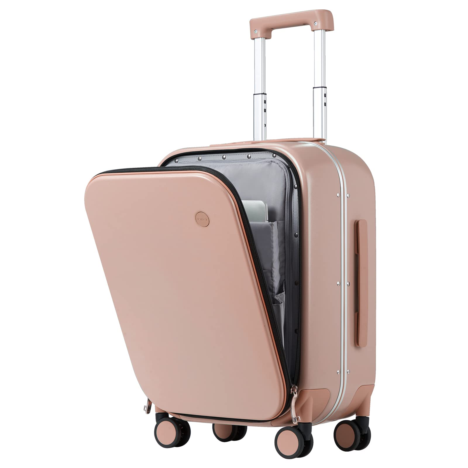 Carry On Luggage, 20'' Suitcase with Front Laptop Pocket, Travel