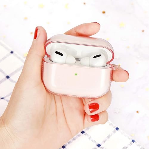 Vista 26 de KOREDA Funda para AirPod Pro de 2ª/1ª generación, funda protectora transparente de TPU suave y transparente a prueba de golpes, diseñada con llavero