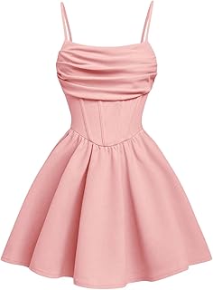 Girl's Spaghetti Strap Ruched Ruffle Hem Short Dress Sleeveless Party Dresses - Buy now