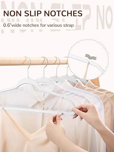 Miniatura 2 de HOUSE DAY Paquete de 20 perchas de plástico, perchas blancas extra anchas con gancho giratorio de 360, perchas que ahorran espacio como