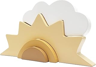 AWISBI Wooden Cloud and Sun Rainbow Decoration, Boho Baby Nursery Decor, Woodland Nursery Decor, Kids Baby Room Decor for Nursery Children Baby Kids Boys Girls Bedroom Decor Shelf