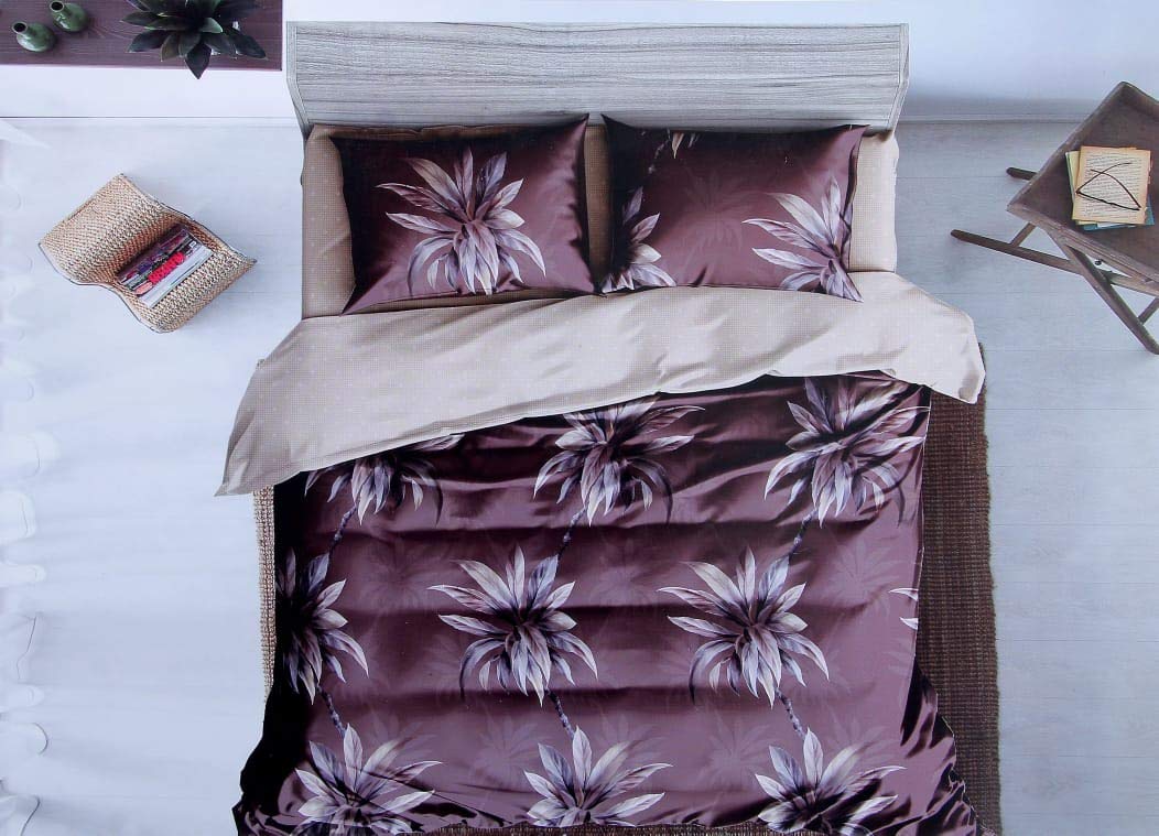 Satvik Emporium - Microfiber Fabric Super Soft Heavy Quality Purple-Big-Flower Printed King Size Double Bedsheet Size 108" x 108" with 2 Large Pillow Covers.