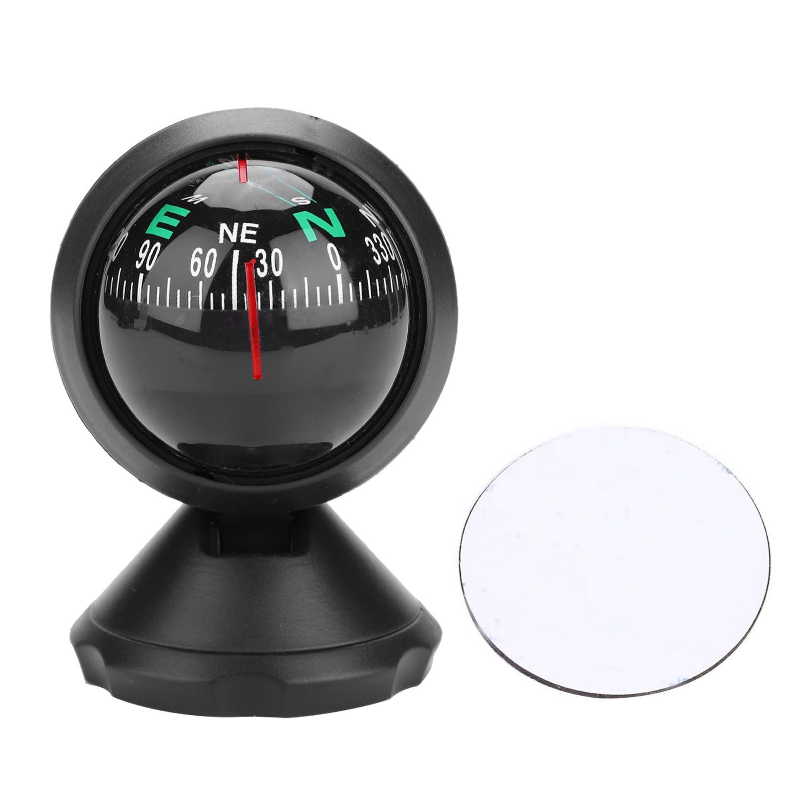 Car Boat Compass Marine Dash Mount, Adjustable Dashboard Compass, Car Truck Navigation Guide Ball, Black Electronic Adjustable Ball Night Vision Compass for Boat Vehicle