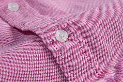 MUSE FATH Men's Oxford Dress Shirt-Cotton Casual Long Sleeve Shirt-Button Down Wedding Dress Shirt-Pink-S — view 5